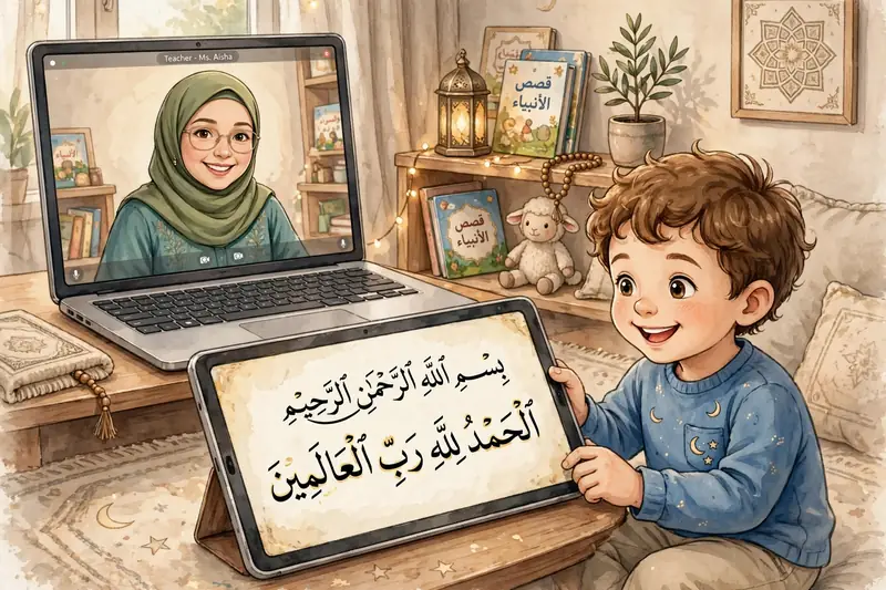 Parent choosing an online Quran teacher for a child