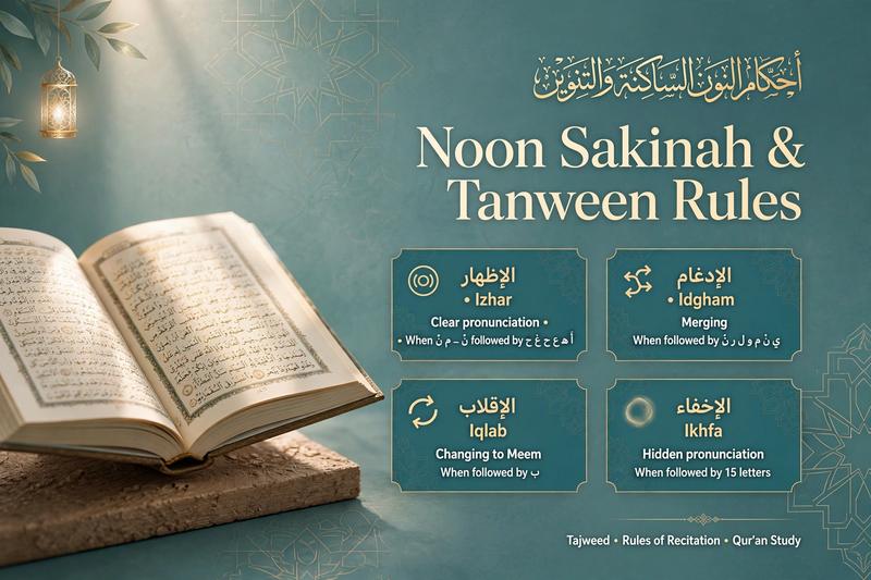 Noon Sakinah and Tanween Rules in Tajweed