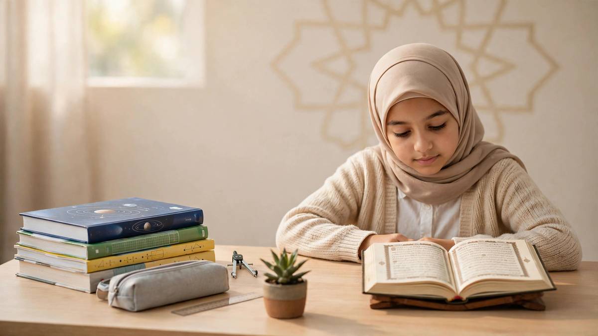 Child balancing Quran memorization and school studies