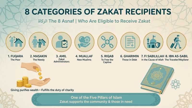 8 Categories of People Eligible for Zakat - The 8 Asnaf Quran 9:60