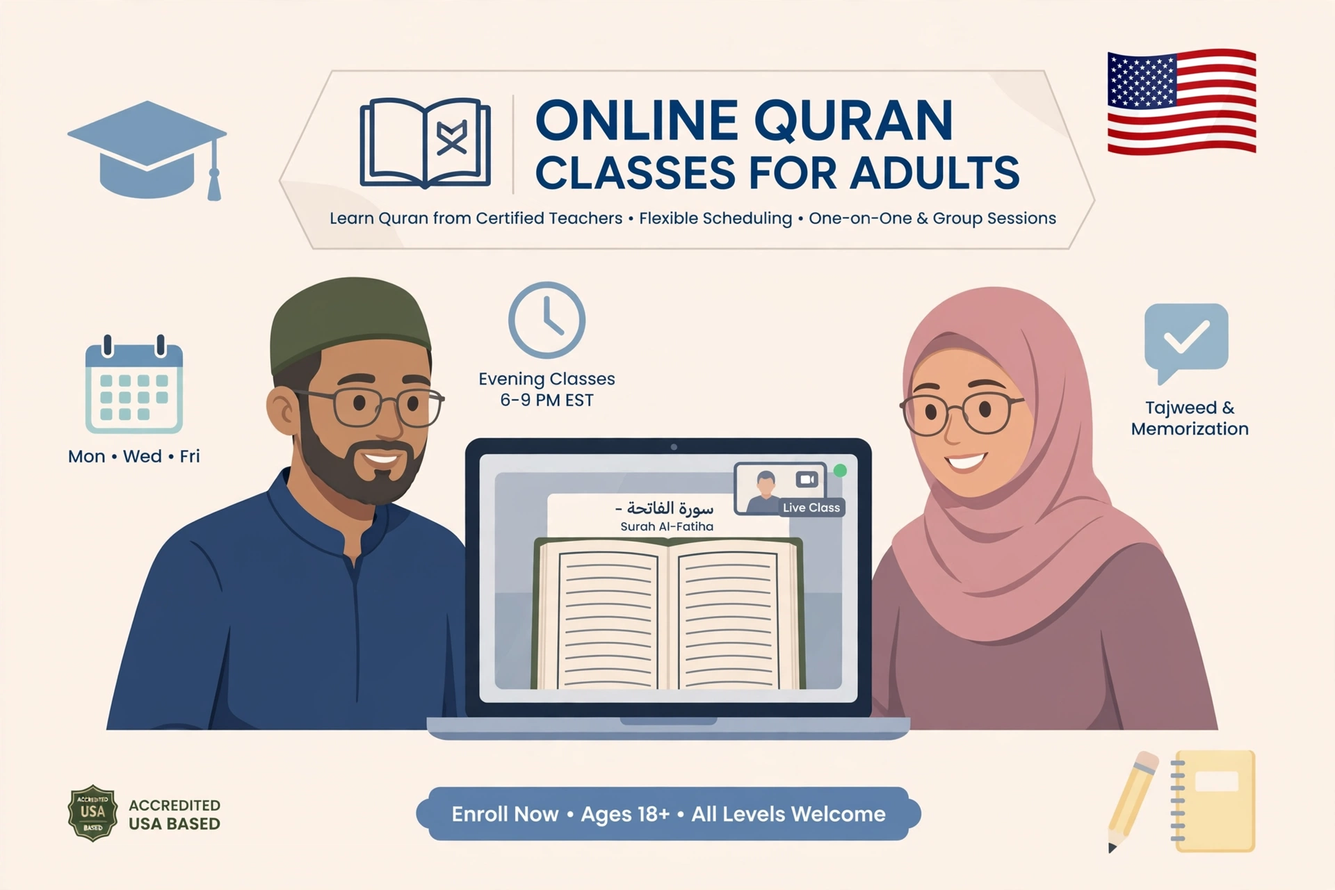 Online Quran Classes for Adults in USA